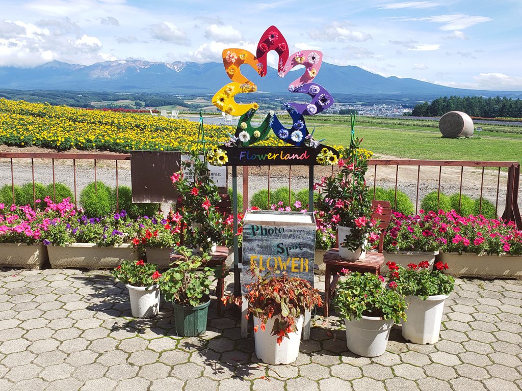 入園口前の顔出しオブジェ